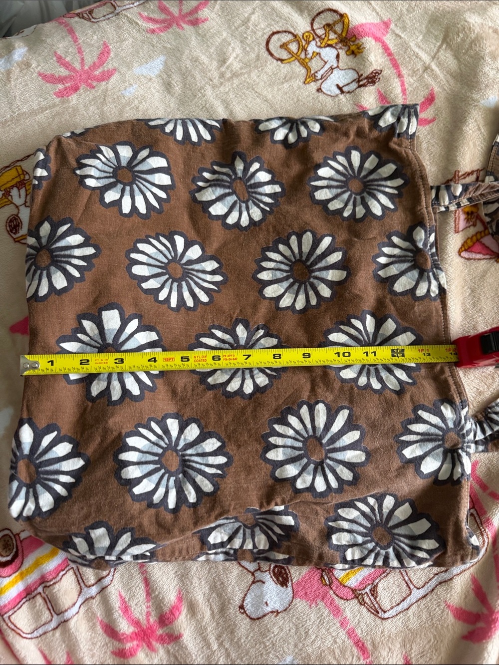 Brown Floral Daisy Tote Bag Casual Shoulder Bag Summer Medium Tote Beach Travel - Picture 7 of 11